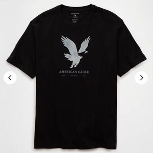 NWT American Eagle Outfitters Black Tee with Silver Signature Eagle